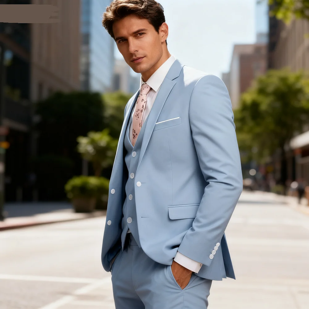 

Slim Fit Lapela Slim Fit Polo Shirt, Ternos Masculino, Men's Clothing, 3 Pcs, High Quality