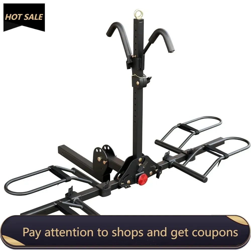 200 lb 2-Bike Rack Hitch Mount Platform Style for Cars Trucks, fits MTB Gravel Road Bike with Up to 5-inch Fat Tire Carrier Rack