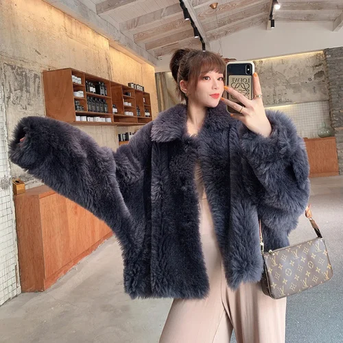 

Wool real 100% Fur Coat women clothes Oversized Female Jacket Sweet fur Jackets for Women 2023 Women's Coats Mulheres Casacos