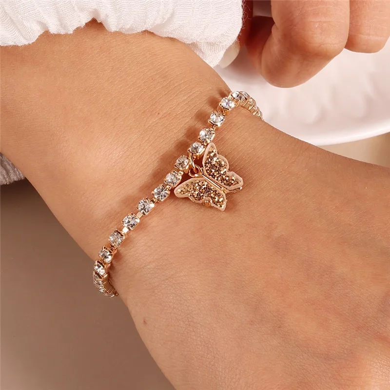 Aihua Neue Glänzende Kubische Tennis-Ketten-Schmetterlings-Armbänder für Frauen Sommer Strand Verstellbare Armbänder Geburtstagsparty-Schmuck – Detail 12