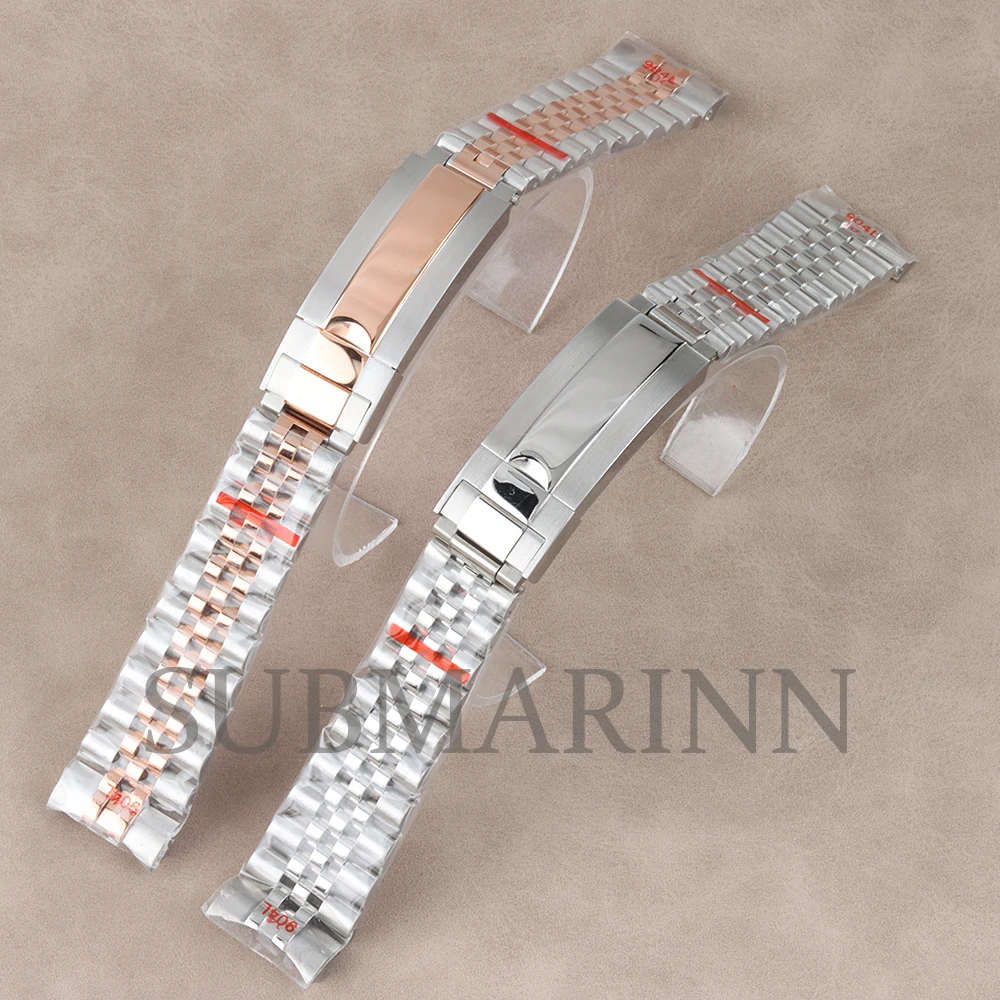 20mm Stainless Steel Jubilee Strap Silver/Gold/Black/Rose Gold for DATEJUST/Submariner/GMT Watch Case Watchband Folding Buckle