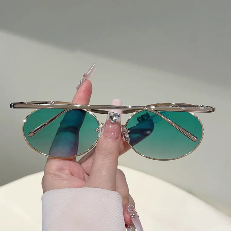 Vintage Kleine Runde Legierungs-Steampunk-Sonnenbrille für Männer Neue Mode Gradient Gothic Punk Sonnenbrille für Frauen Trendige Fahrbrille – Detail 3