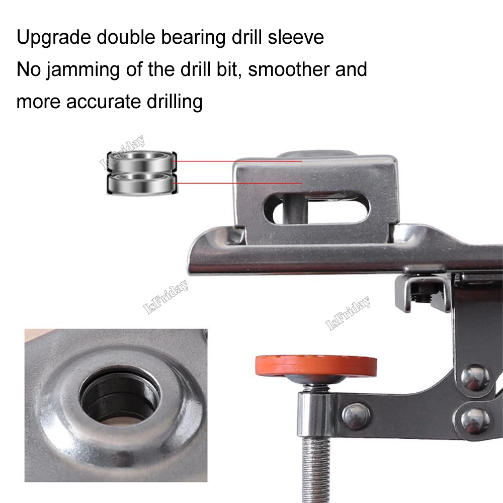 Imagem -02 - Carpintaria Hole Drilling Guide Locator Dobradiça Chato Jig com Fixação Plástico de Alumínio Buraco Opener Template Porta Armários 35 mm