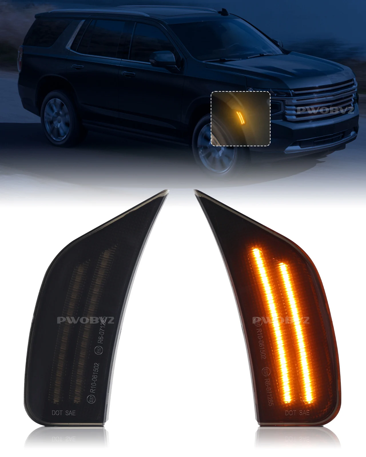 2pcs Green Light Bumper Lamp Front Led Fender Side Marker Light For Chevrolet Suburban Tahoe Cadillac Escalade ESV GMC Yukon