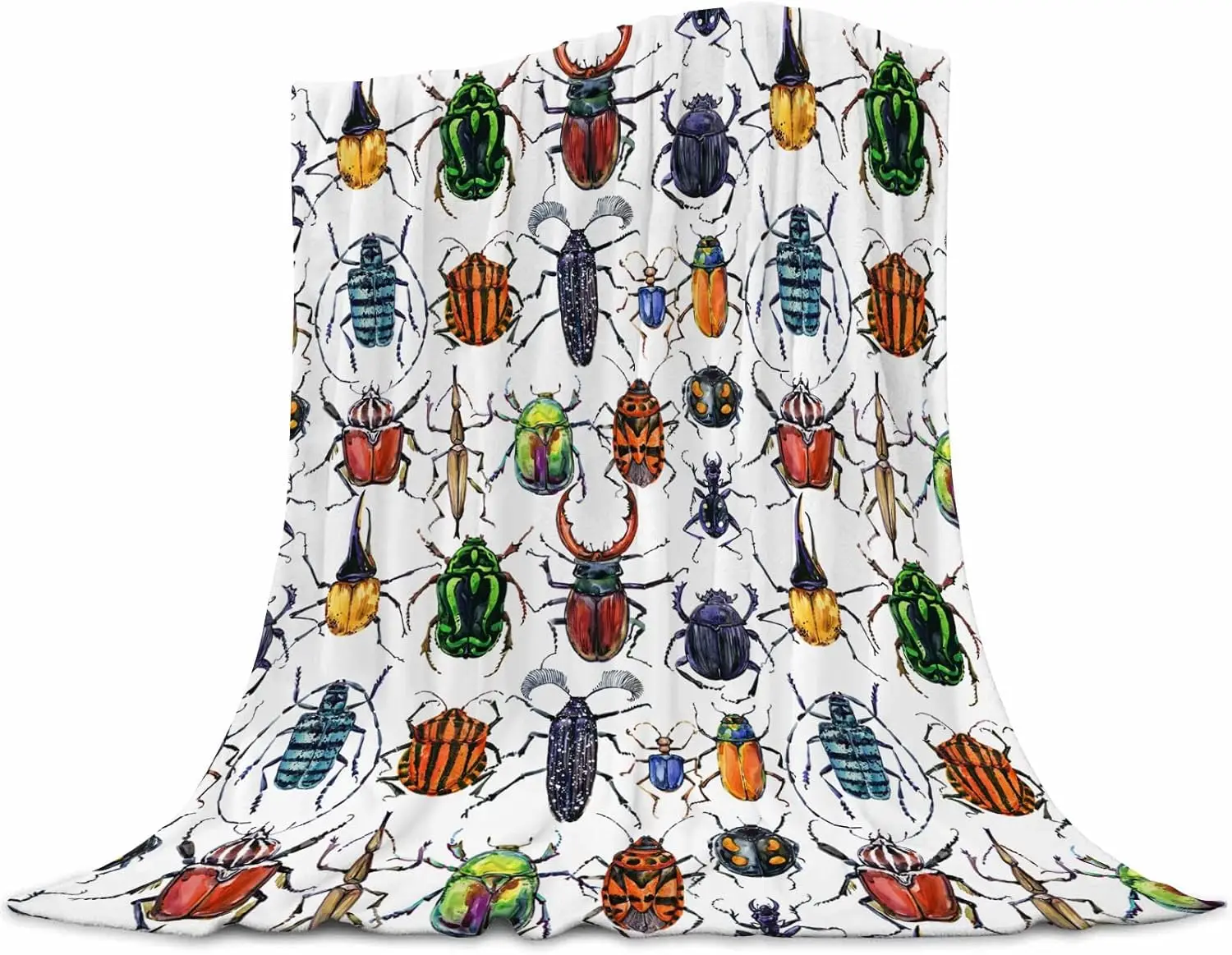 Insect Blanket - Perfect for Kids and Insect Lovers Soft Lightwhite and Warm Flannel Blanket Suitable for Both Boys and Girls