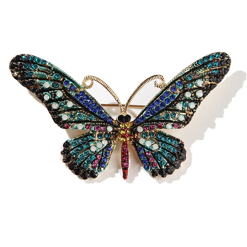 Trendy Multicolour Alloy Butterfly Brooches For Women 4-color Metal Crystal Insect Brooch Party Birthday Jewelry