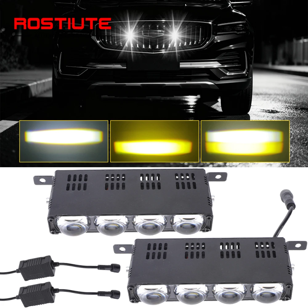 

Автомобильный светодиодный светильник, гриль, дополнительные прожекторы, белый янтарный DRL Hihh, ближний свет, противотуманные фары для мотоцикла Offroad 4X4 12-80V