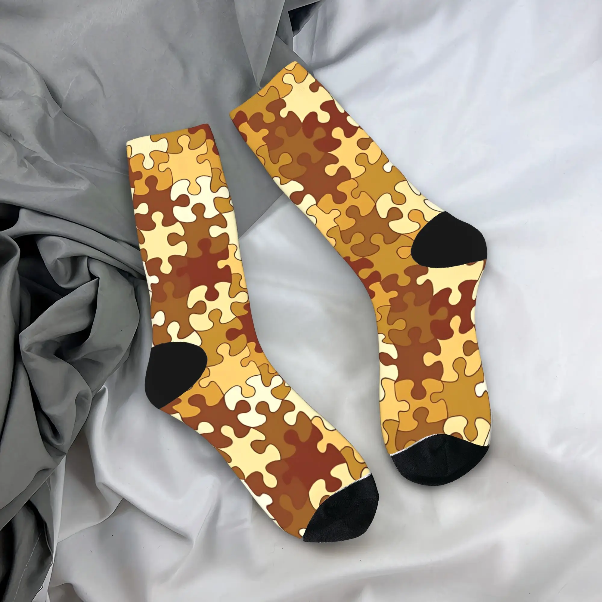 

Puzzle Camouflage Pattern Stockings Men Socks Quality Modern Socks Autumn Outdoor Anti Slip Graphic Socks Gift