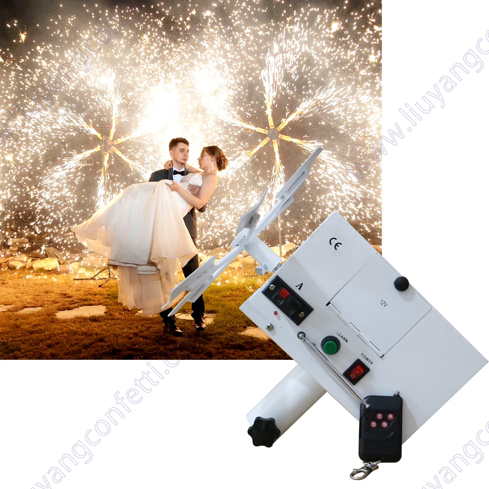 Single Wheel Rotating Cold Spark Fountain Stage Effect Machine Wedding Marriage Bride Concert Event Stage Night Club Disco Dj FX