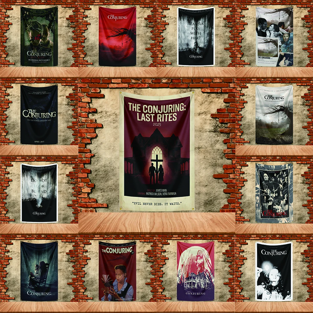 Horror Movies Flag  for The Conjuring Fans Banner Custom Image Halloween Garden Flag Scary Yard Wall Hanging Decor Tapestry