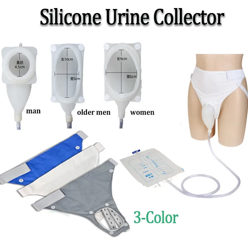 Elderly/Man/Woman Silicone Urine Collector Removable Cleaning Urinal with Catheter Drainage Bag