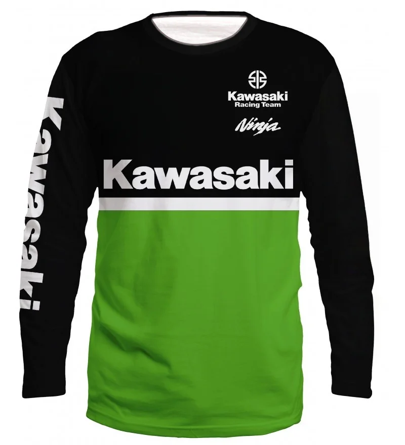 

Kawasaki Motorcycle Racing Team Men Women Crew Neck T-Shirt Long Sleeve Streetstyle Moto Fans Vintage Motocross Quick Dry Tops