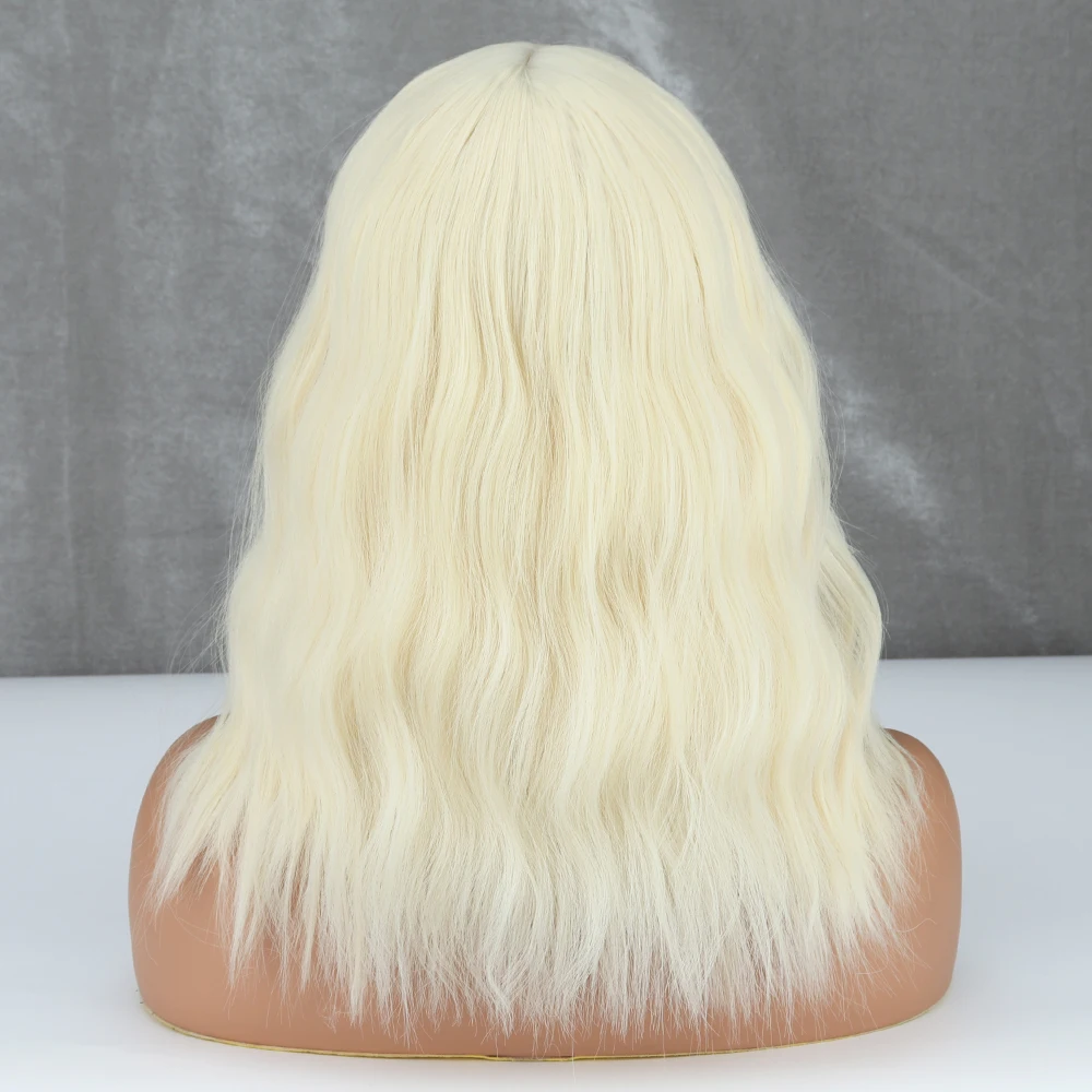 WERD Blonde Goldene Synthetische Bob Perücken Für Frauen Mit Pony Welle Hitze Beständig Cosplay Lolita Natürliche Haar