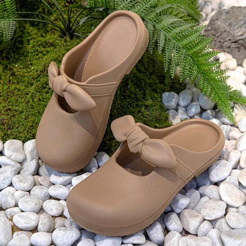 Summer Bow Knot Women Slippers Fashion Thick Bottom Shoes EVA Slippers Anti Slip Baotou Slippers Outdoor Beach Sandals Slippers