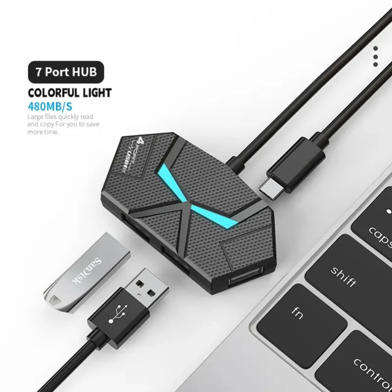 USB 3.0 USB2.0 HUB 4/7Ports Multi USB Splitter USB 3.0 Docking Station Multiple Expander High Speed For Computer Accessories