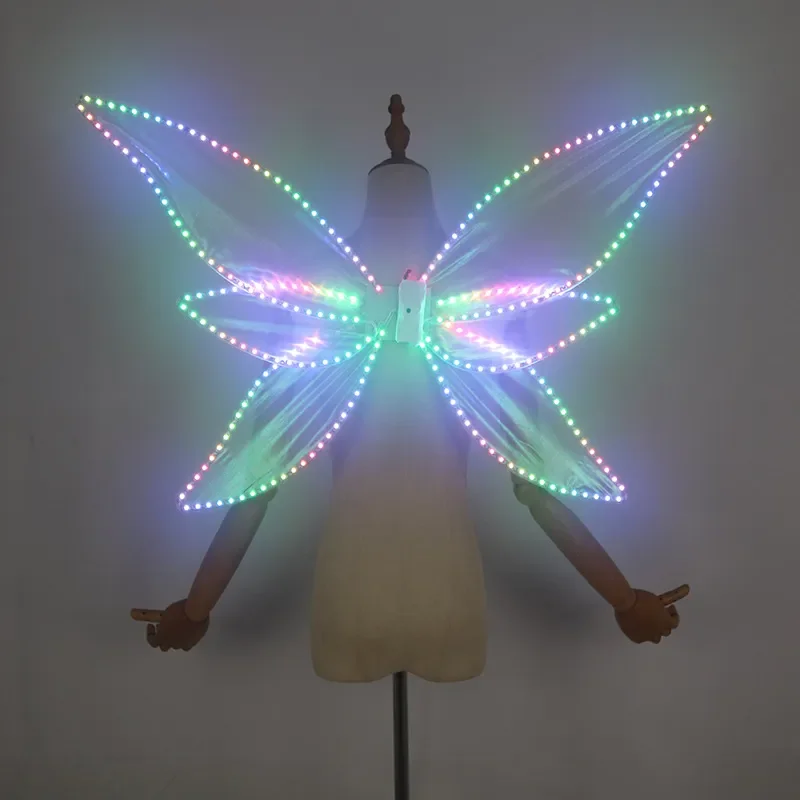 LED Luminous Wings for Halloween Party Cosplay Costume Adult Kids Fairy Elf Prop Stage Show Light Up Angel Wing Decor Glow in