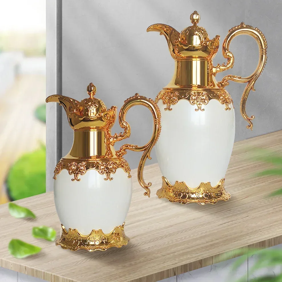 2023 New Arabic Style Thermos Water Bottle Hotel Restaurant Vacuum Thermos Portable Metal Electroplating Vacuum Flask 500/800ML