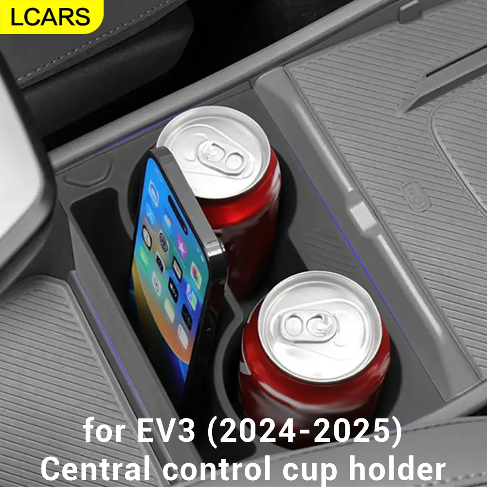 Tapis antidérapant et stabilisateur anti-vibration pour porte-gobelet de console centrale Kia EV3 2024-2025 – Organisateur d'accessoires intérieurs de voiture