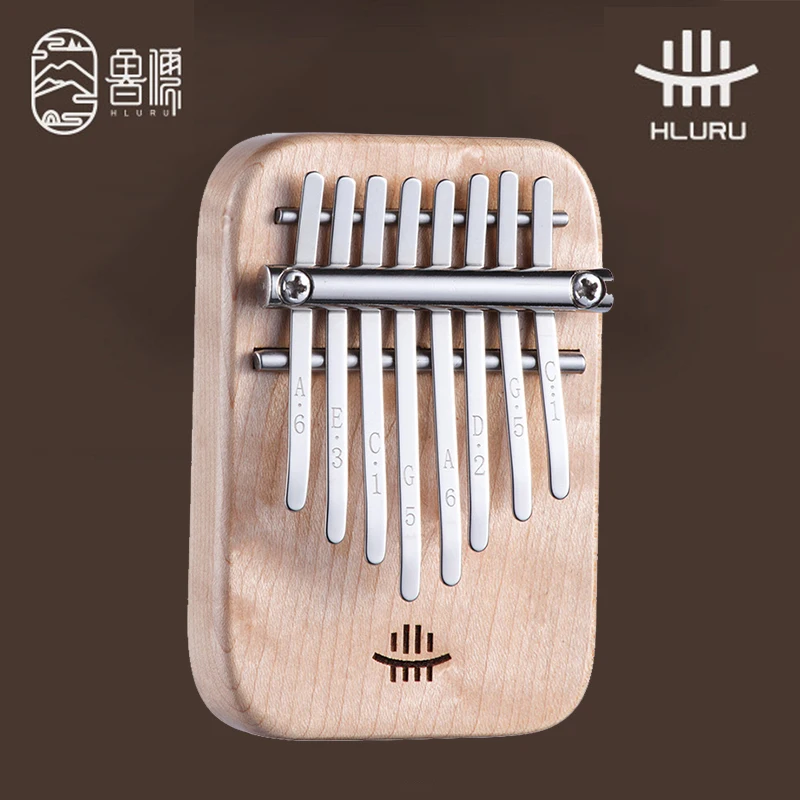 HLURU Mini Kalimba 8 Keys Professional Thumb Piano Full Veneer Solid Wood Maple Wood Portable Finger Piano Beginners Instruments