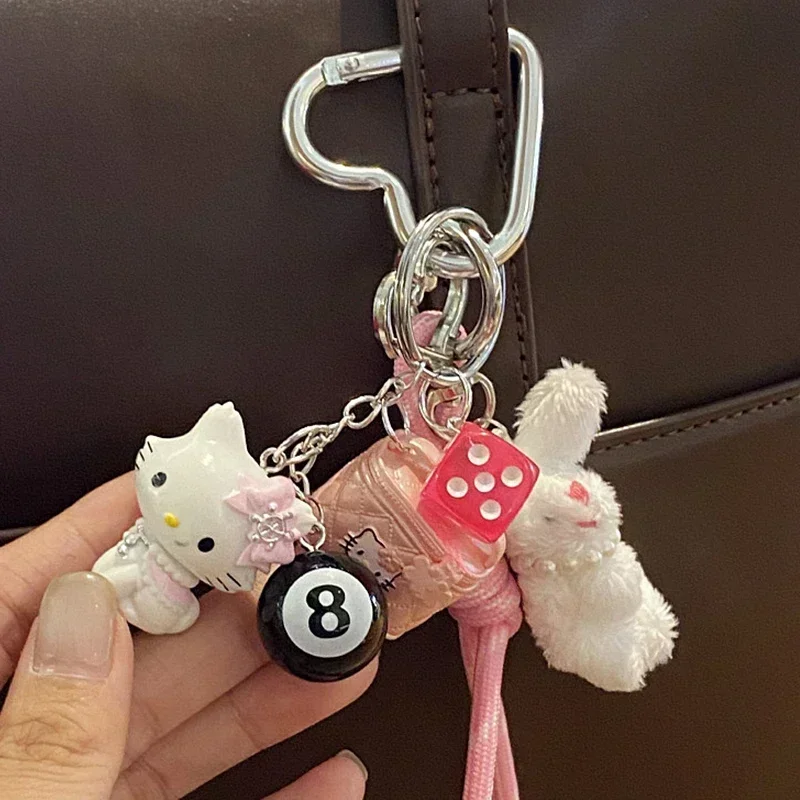 Hawaii Hello Kitty Sommer Schlüsselanhänger Charm Japanischer Tan Sanrios Taschenanhänger Vintage Kawaii Geldbörse Schlüsselanhänger Zubehör für Mädchen Geschenk