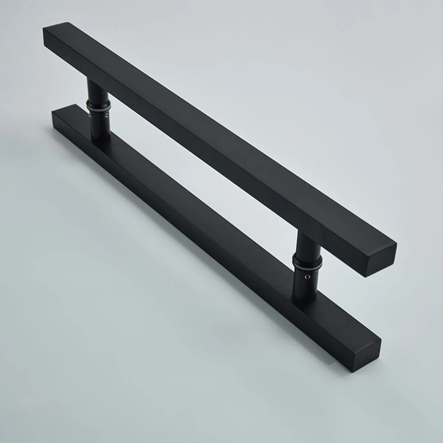 Matte Black Stainless Steel Glass / Wooden Door Handle