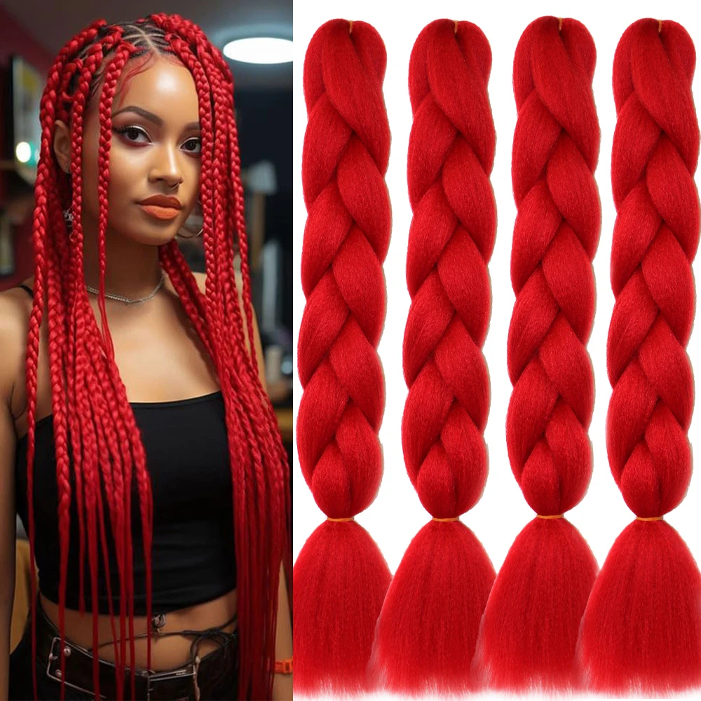 

4pcs/lot Jumbo Braiding Hair Extensions High Temperature Synthetic Fiber 24inch for Crochet Twsit Braids Hair for Black Women