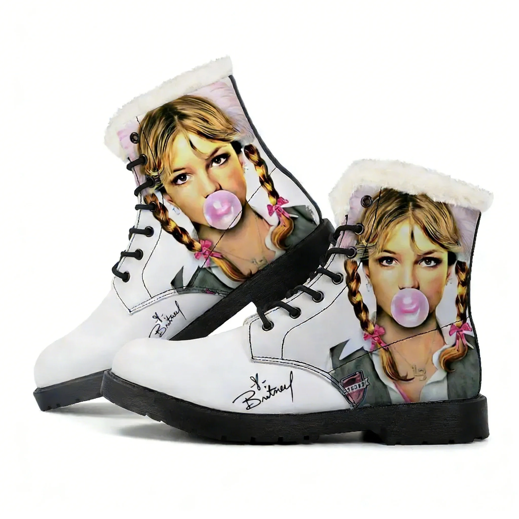 

B-Britneys S-Spears Plush Boots Mens Womens Teenager Shoes Casual Boot Outdoor Light High Quality Print on Demand Customize Shoe