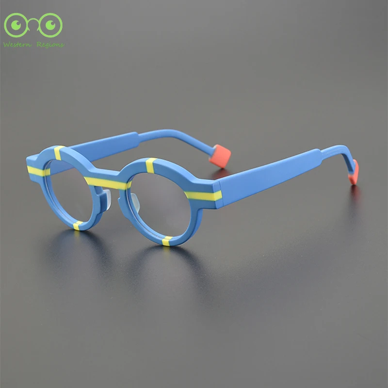 

2025 round small frame fashion men and women glasses frame multi-color spelling matte retro literary glasses frame men