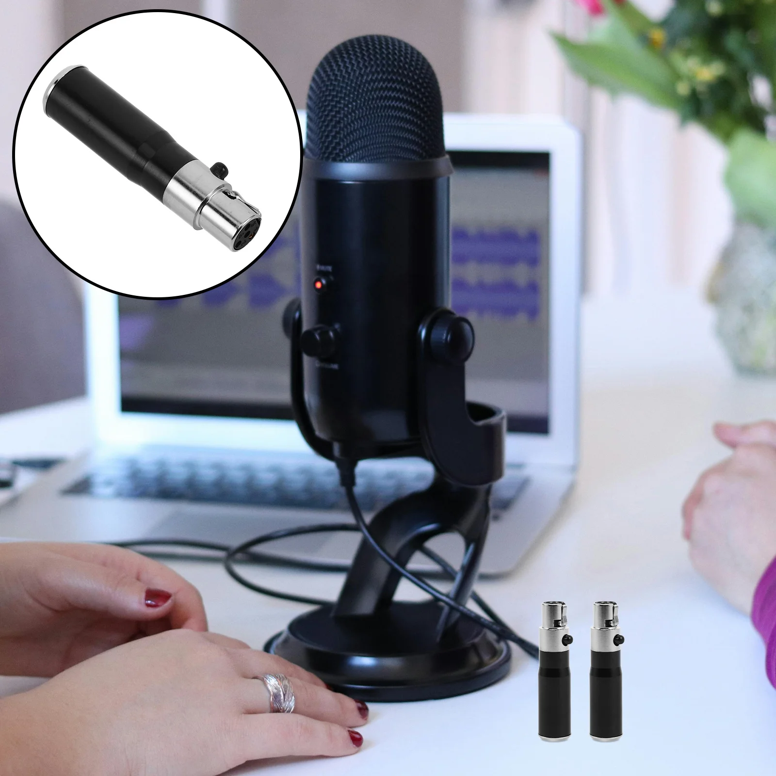 

2Pcs Female to Mini Xlr 3pin Male Audio Adapter Microphone Connector Compact Durable Plug Play Converter for Stage Setup