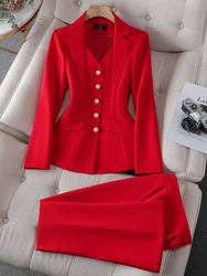 Mode weiß rot schwarz Blazer Jacke und Hose Anzug Hose Frauen weibliche Büro Damen Arbeit tragen formelle 2 Stück Set