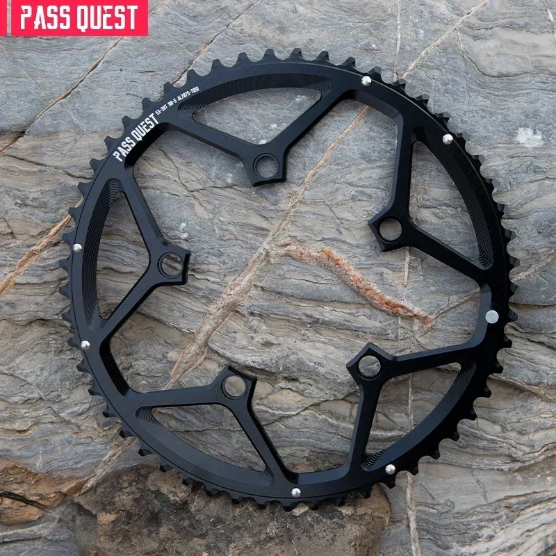 PASS QUEST-Mountain Bike with Five Claws Foldable Bicycle Sprocket AERO Round Road Bike 9-11 Speed Gravel Bike 46T 48T 50T