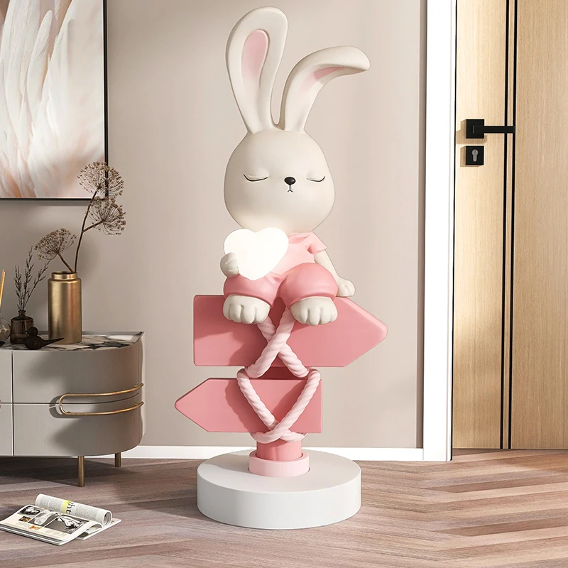 Nordic Style Home Decor 140CM Rabbit Statues Creative Large Floor Decoration Housewarming Gift Cartoon Animal Interior Figurines