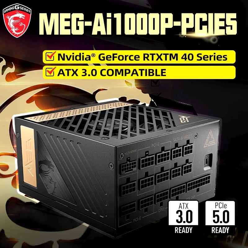 MSI Power Supply MEG Ai1000P PCIE5 80 PLUS 1000W