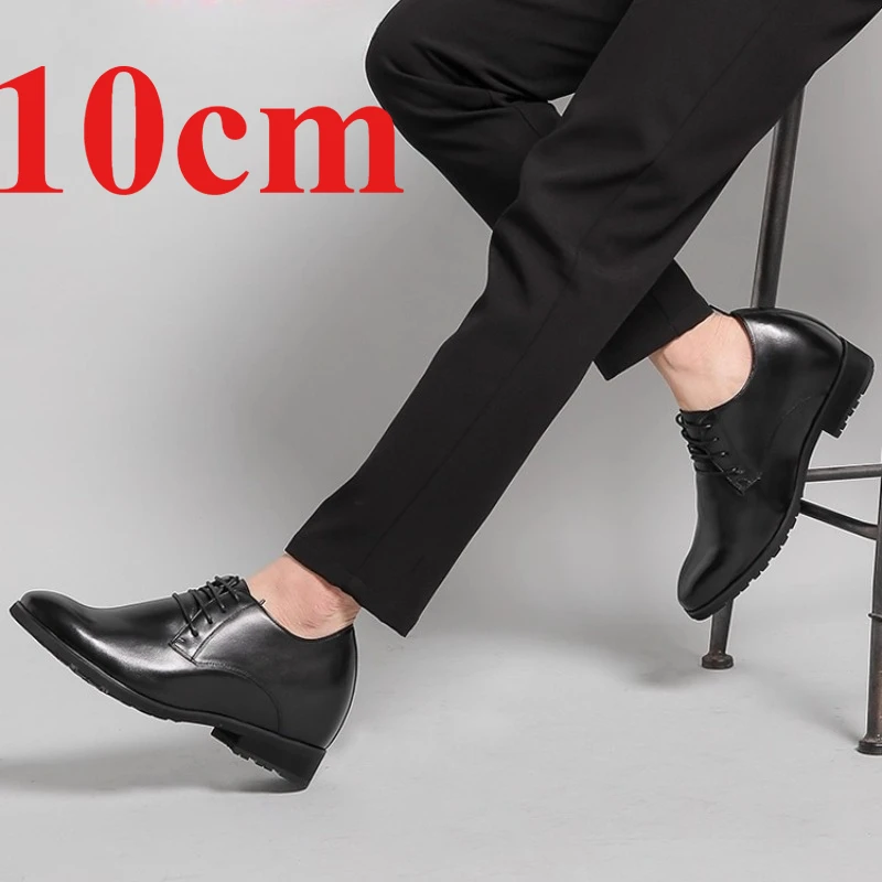 

Height-increasing Dress Shoes for Men's Increased 10cm Genuine Leather Elevated Shoes Groom's Wedding Thick Bottom Derby Shoes