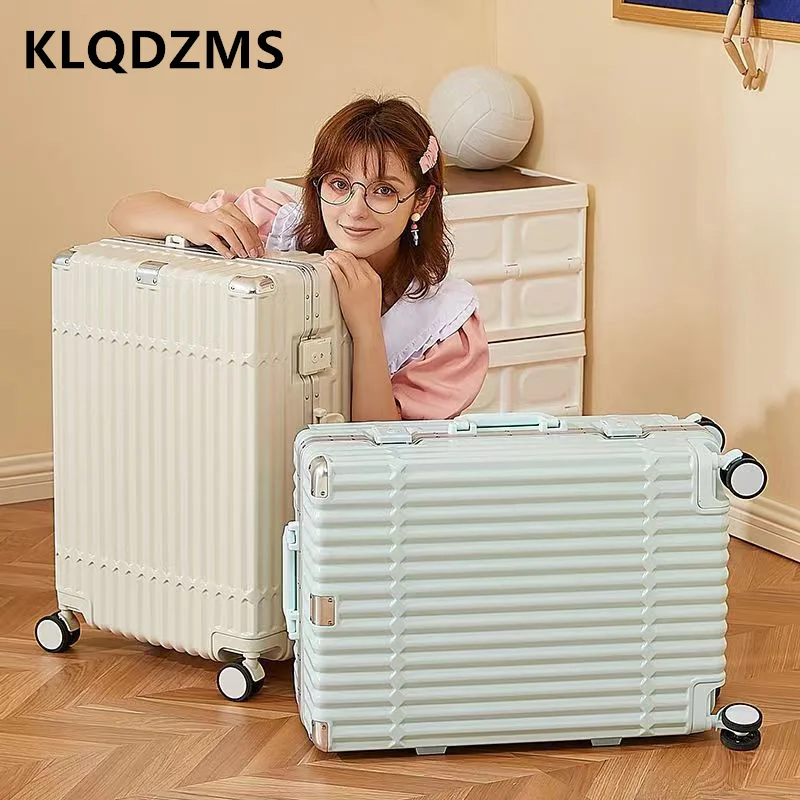 

KLQDZMS 20"22"24"26 Inch Travel Luggage Aluminum Frame Boarding Box PC Trolley Case Large Capacity with Wheel Rolling Suitcase