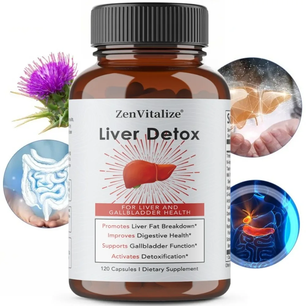 Milk Thistle Liver Detox Supplement Capsules, 120 Count, Dandelion & Artichoke Extract for Liver Support & Digestion