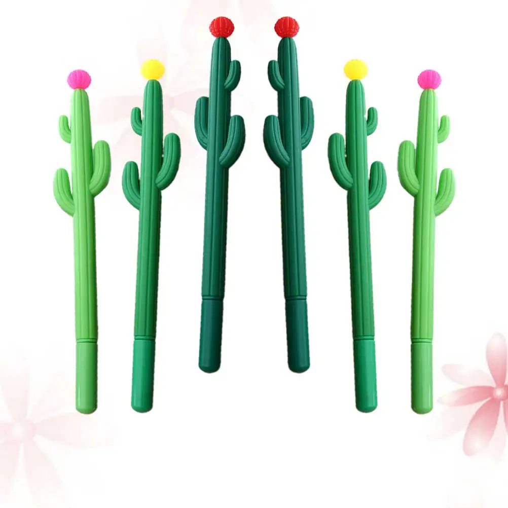 

Cactus Neutral Pen Shaped Gel Ink Pens for Student Writing Supplies Cute Plant Design Long Lasting Plastic Material