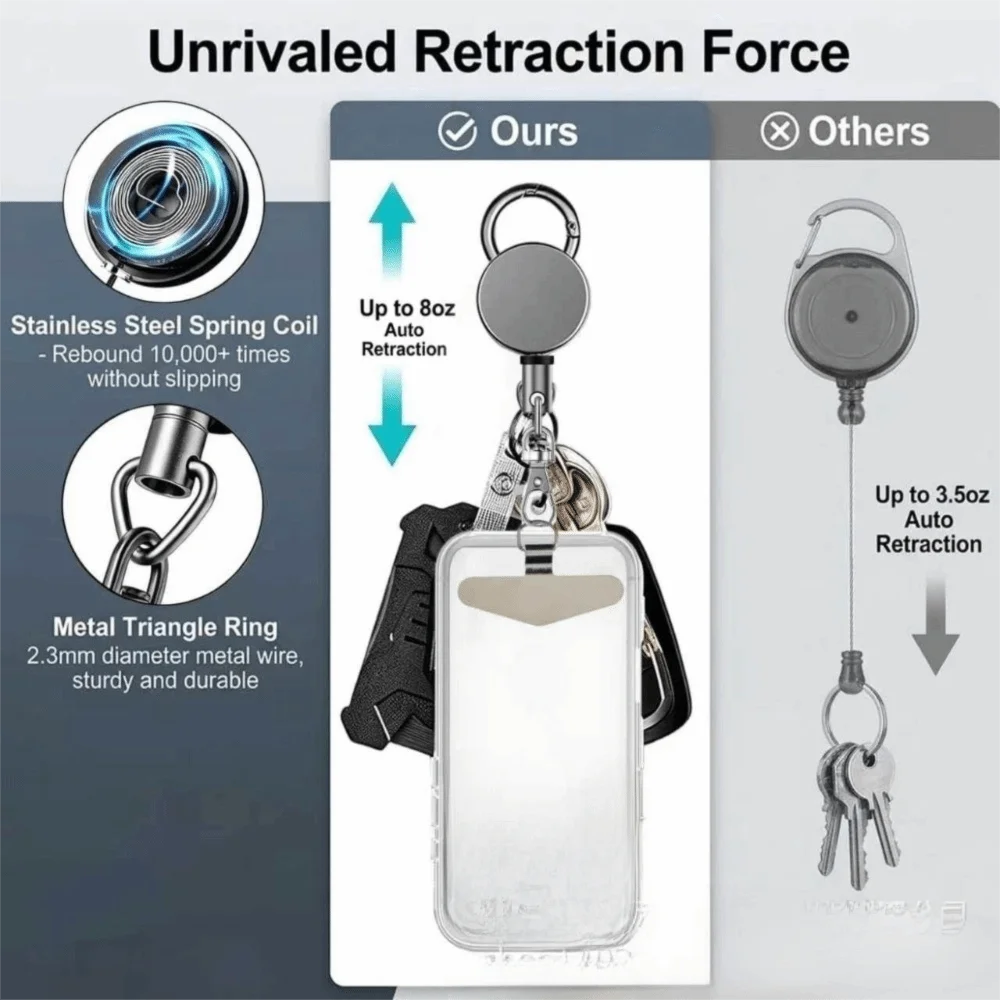 Retractable Phone Holder Lanyard Anti-Theft Metal Clip Retractable Keychain Anti-Drop Safety Lanyard Anti-Drop Harness Cycling