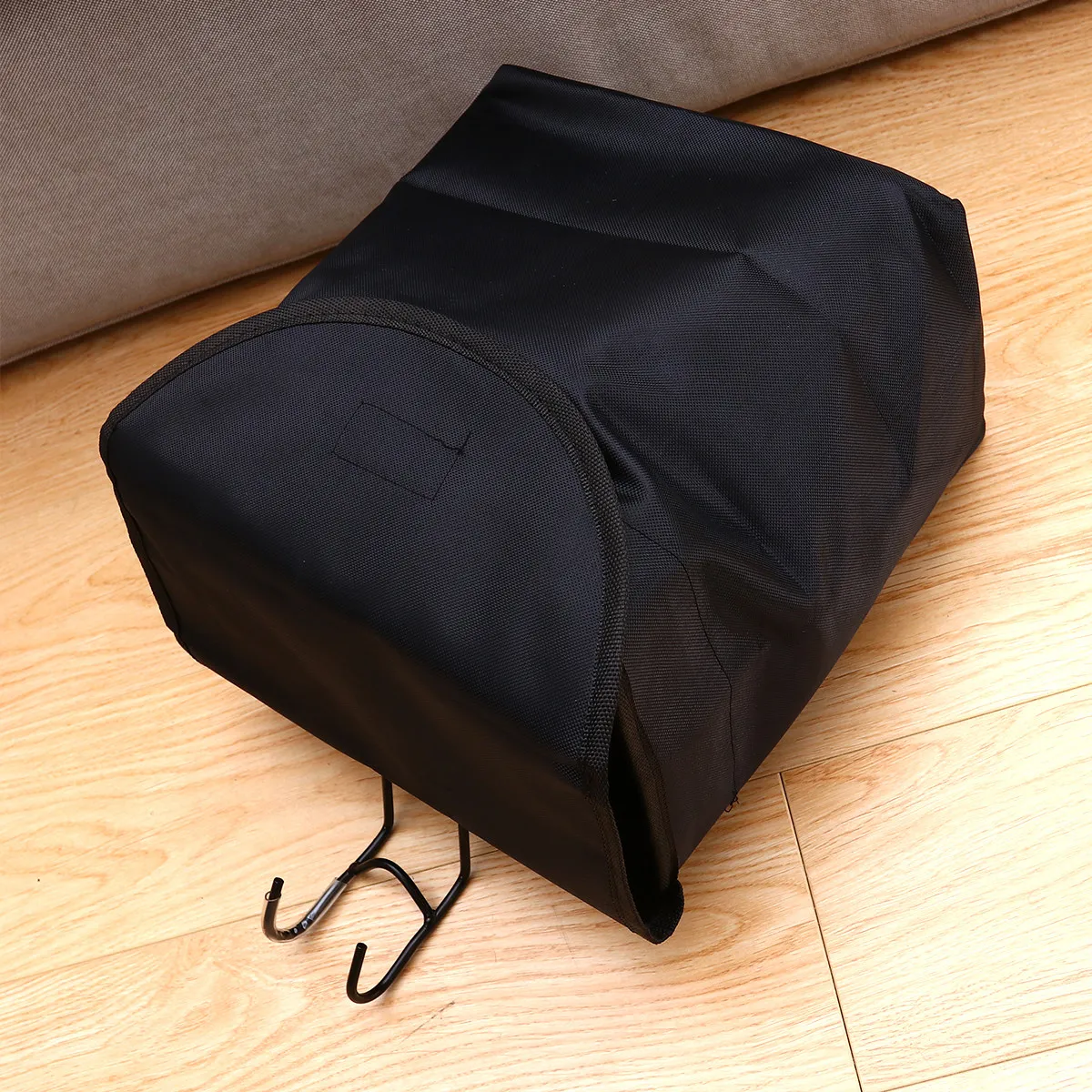 

1Pcs Canvas Bike Basket Foldable Front Hanging Storage Carrier Bag Waterproof Large Capacity Steel Hook for Cycling Black
