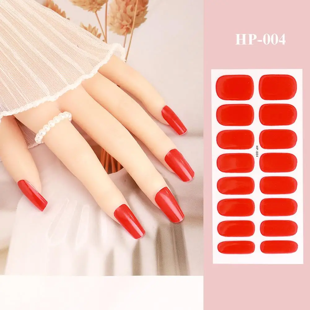 16Tips French White Edge Semi-Cured Gel Nail Wrap Fashion Color Long Lasting Full Cover Waterproof Nail Gel Sticker Wraps Manicu