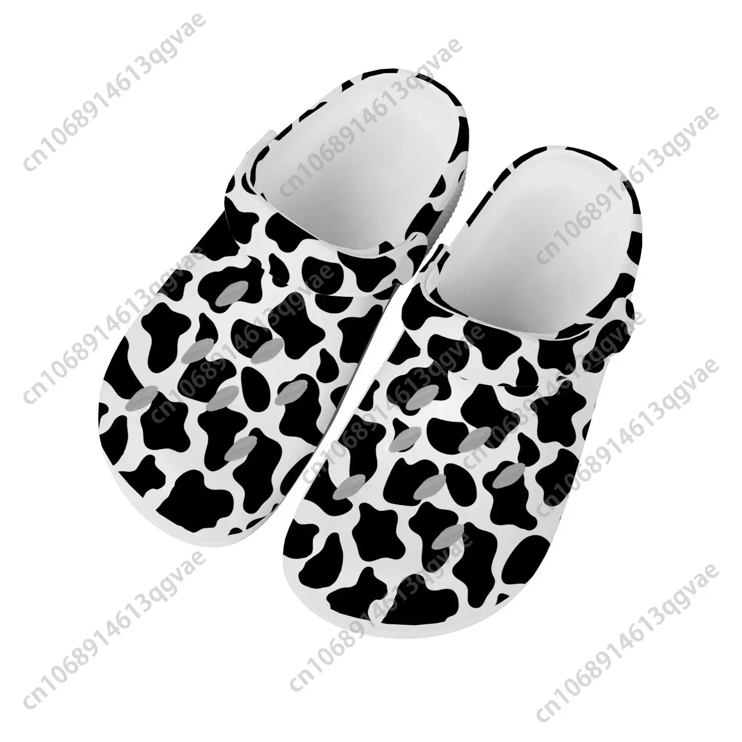 

Cow Print 3D Pattern Home Clogs Custom Water Shoes Mens Womens Teenager Black White Printed Shoe Breathable Beach Hole Slippers