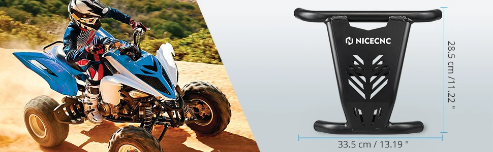 NiceCNC Frontstoßstange für Yamaha Raptor 700 700R 2016–2024, 2023, ATV, Stierkopfform, 1 Zoll Durchmesser, verdicktes Aluminiumrohr, Schwarz – Detail 4