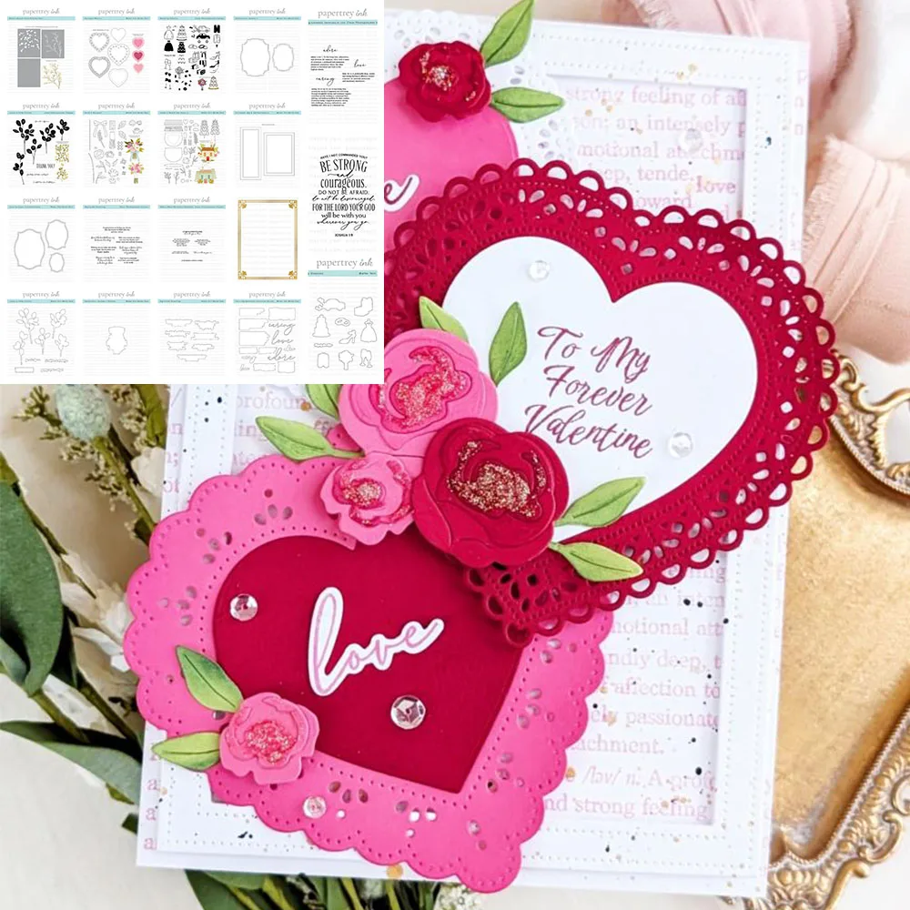

Valentine's Day Big Sentiments: Definitions of Love Stamp Die Reflections: Joshua Heart Die Stencils DIY Scrapbook Wedding Card