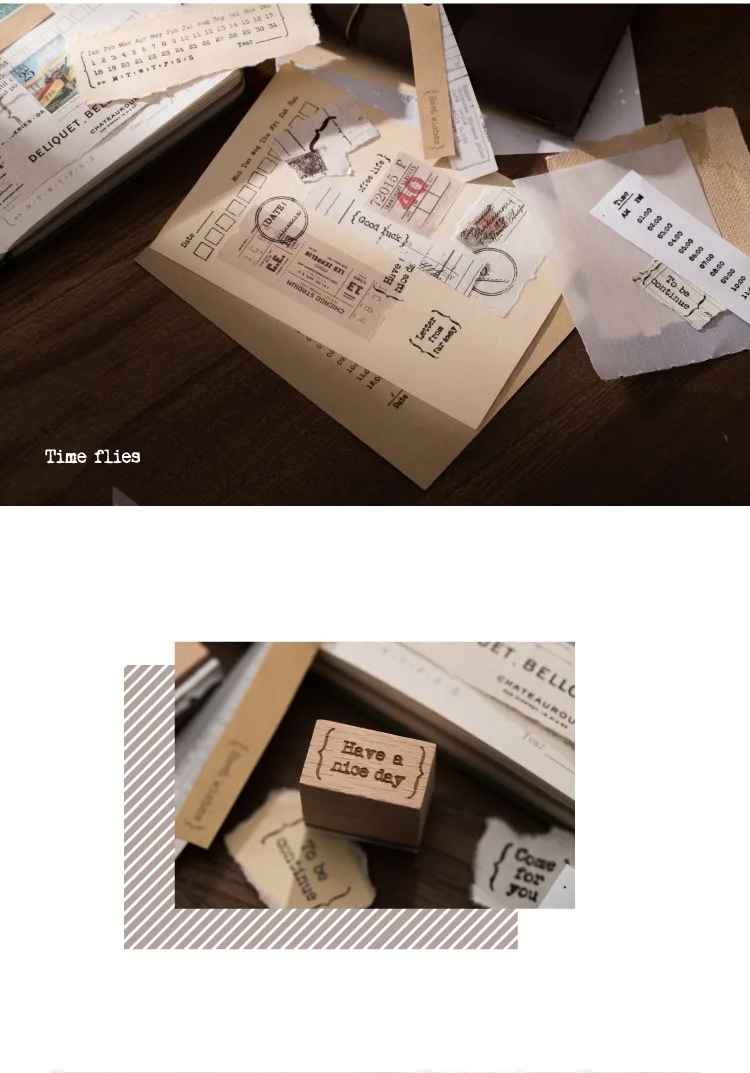 Holzstempel, Monatskalender, Zeitschnur für die tägliche Anwesenheit, Junk-Journal, Tagebuch, Dekoration, DIY-Siegel, Scrapbooking und Basteln – Detail 16