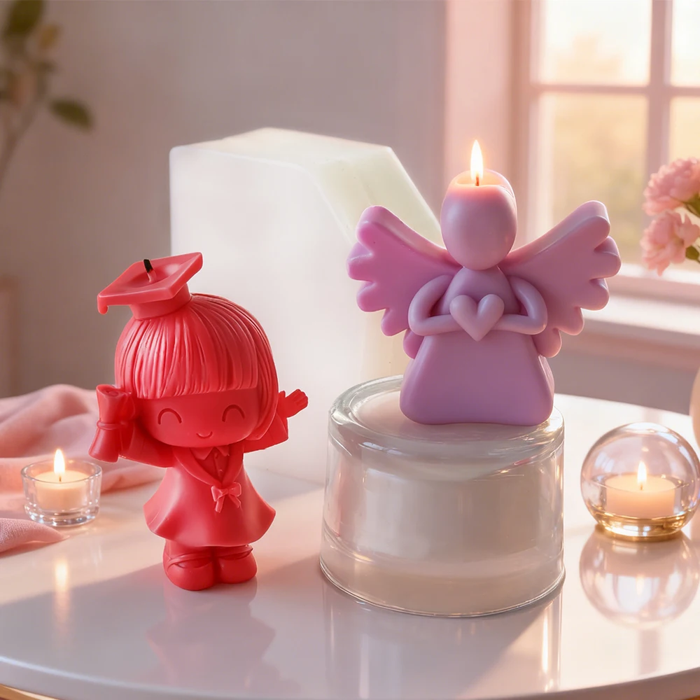 DIY Graduation Girl Boy Little Angel Silicone Mold Handmade Gifts Aroma Candle Plaster Molds Desktop Decoration Crafts Making