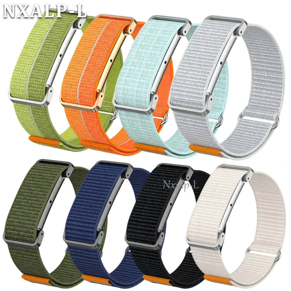 Metal Protective Case Nylon Strap For Google Fitbit Air Ultra-Slim Feather-Light Breathable Quick Release Orange Army Green Grey