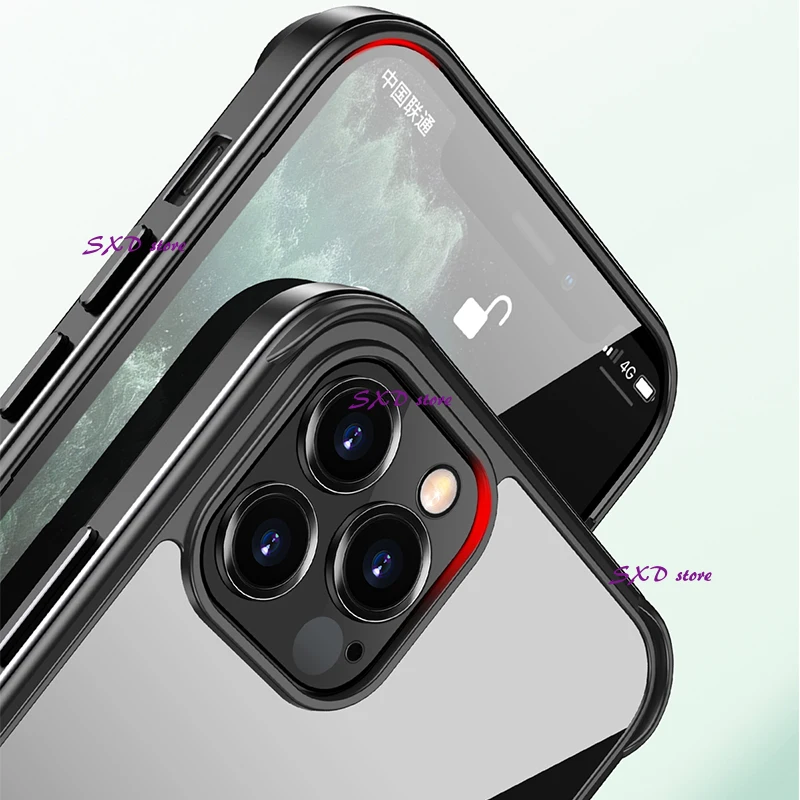 Transparent Nano Glass Case iPhone 11 12 Pro Max Quality Metal Frame Luxury Phone 6 7 8 Plus Clear Cover iPhone X Xr Xs Max case