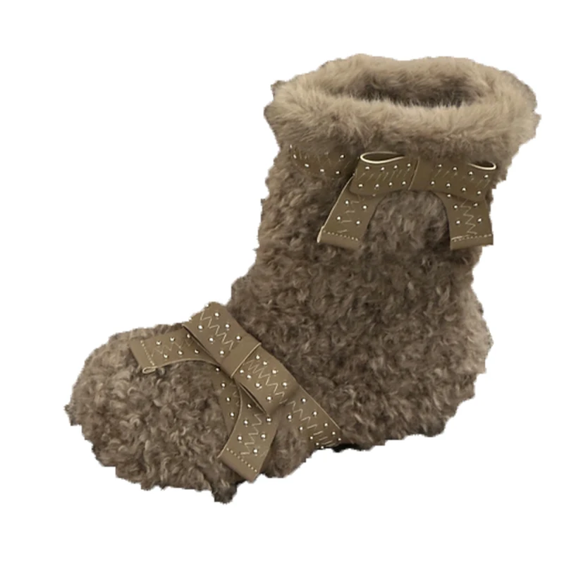 الفراء الشقق المرأة حذاء من الجلد الدافئة قصيرة أفخم الثلوج الأحذية موضة أحذية الشتاء 2025 أحذية قطنية الراحة غير رسمية Mujer De Botas #6