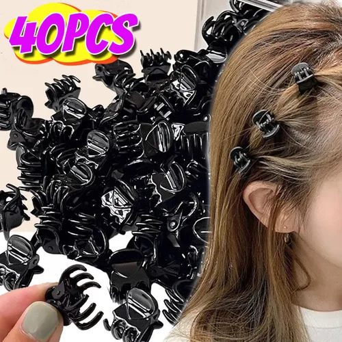 Imagen 2 del producto Pinzas pequeñas para el pelo para mujeres y niñas, Mini Clips simples de plástico transparente negro, horquilla coreana, accesorios para peinados para niños
