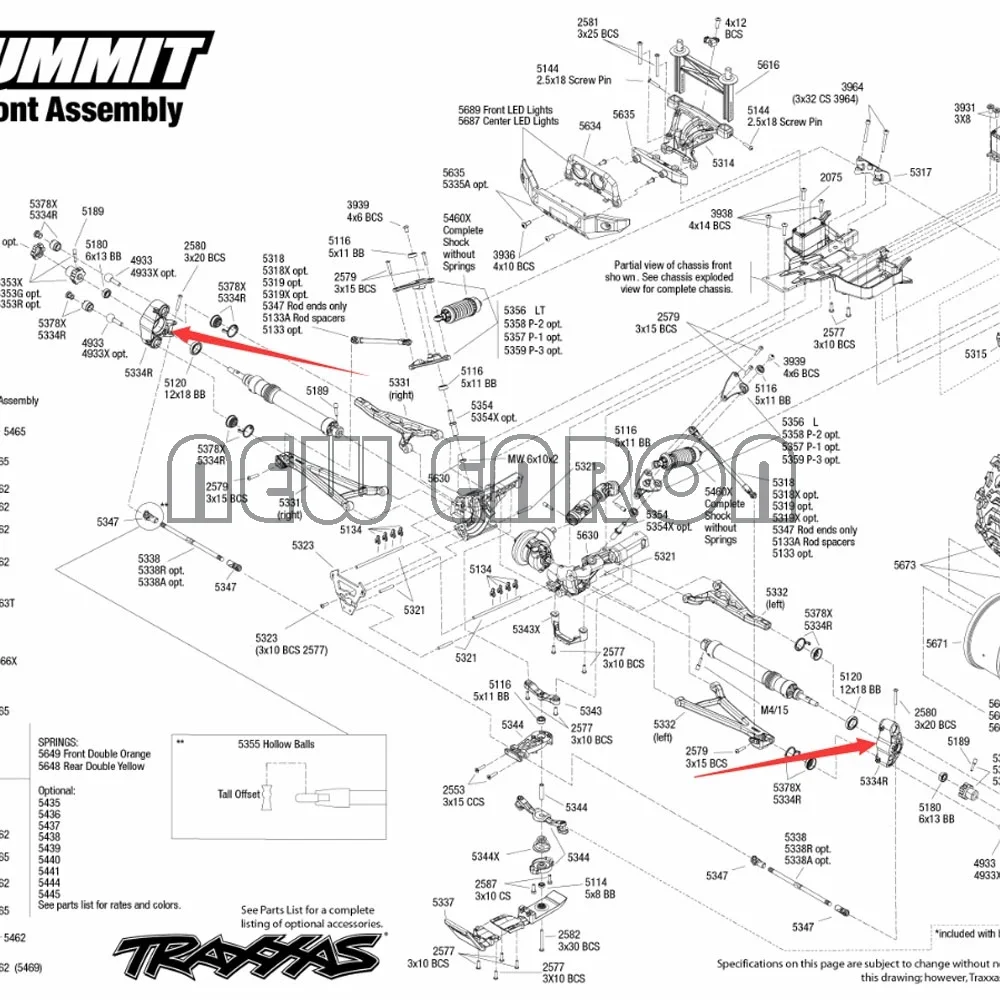 Bracci Di Sospensione In Alluminio Per Traxxas 1/16 Summit/E-Revo VXL – Kit 8 Pezzi Anteriori E Posteriori